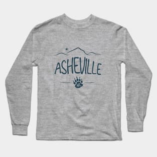 Asheville, NC - Black Bear Paw - GBlueO 14 Long Sleeve T-Shirt